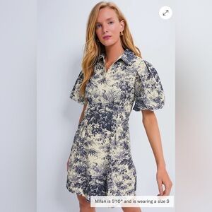 TUCKERNUCK
Navy Toile Mini Delaney Dress
